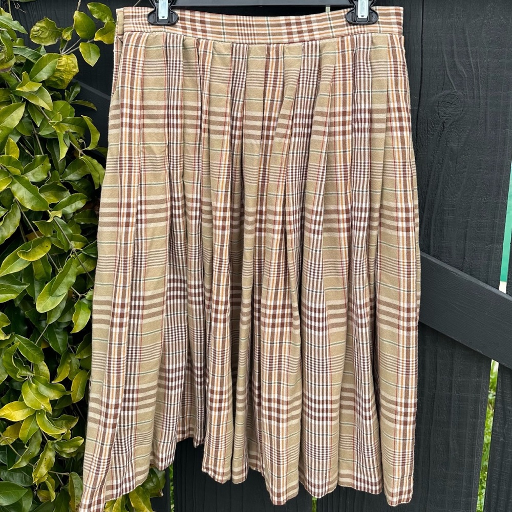 1950s Liz Claiborne Plaid Pleated Skirt